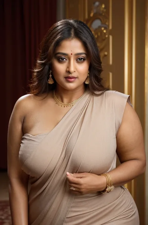 50yo mature MILF Anushka Shetty,((best quality)), ((masterpiece)), ((realistic)), eye kajal, eye liner, mascara, juicy lips, deep red lips, amazing figure, momma, mommy figure, curvy hot mommy figure, sensual Beauty, provoking body, extreme sweat, sweat so...