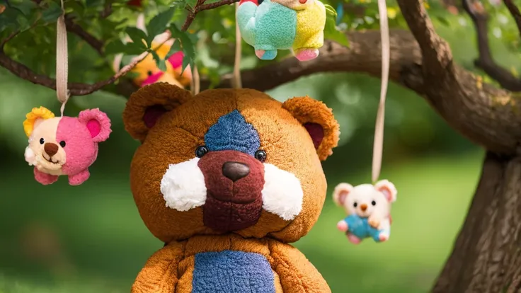 A tree growing colourful teddy bears