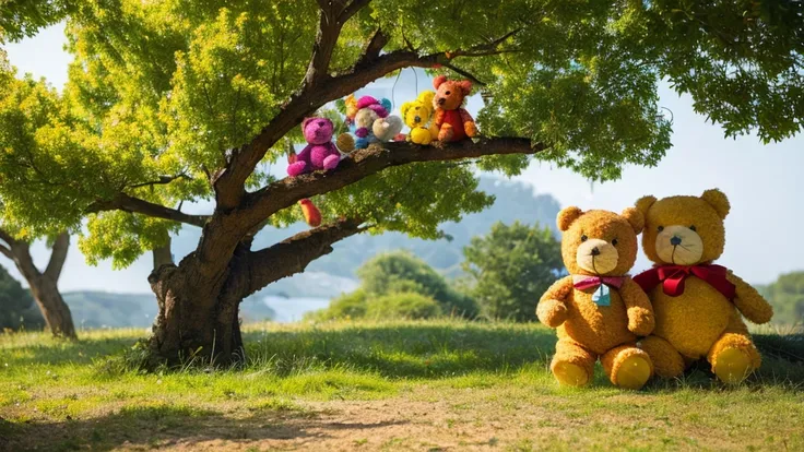 A tree growing colourful teddy bears