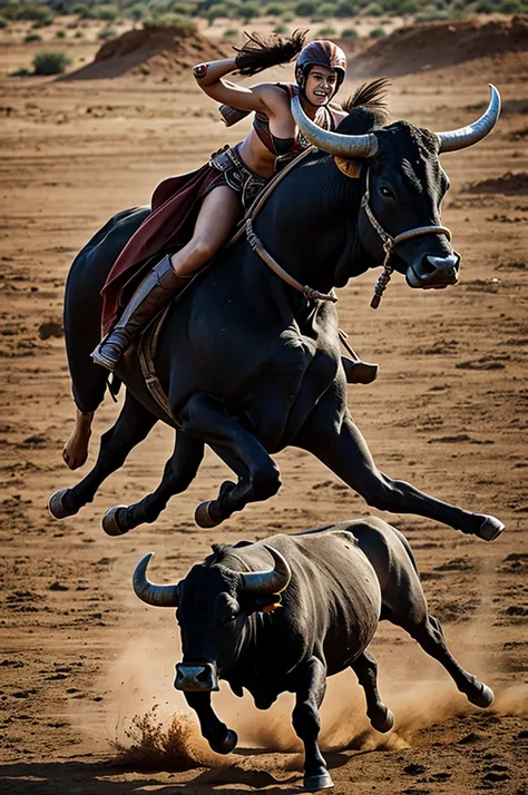 Spartan riding a bull