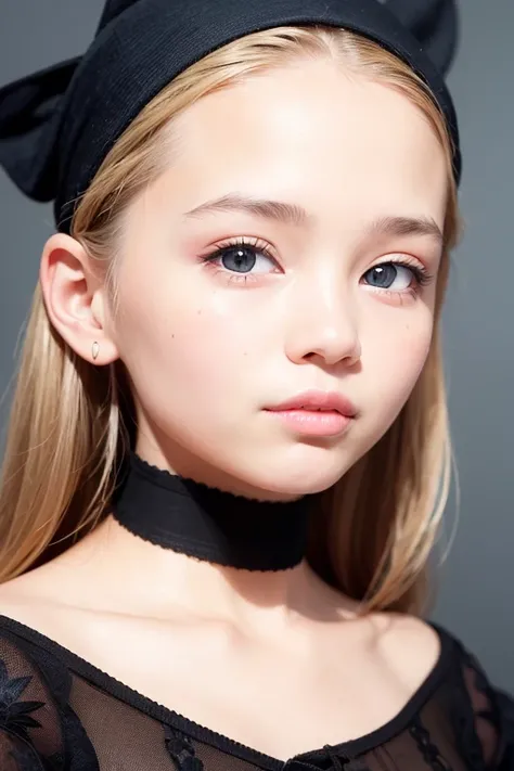 a masterpiece portrait of a beautiful young girl with a small face and a cute expression with a black cat, wearing a blue headband, in a , shot with a DSLR camera, high-quality 8k UHD image with realistic skin details, detailed facial features, rim lightin...