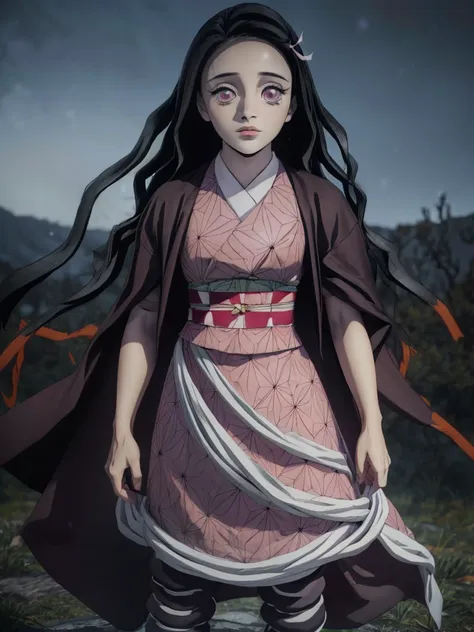 nezuko kamado,full body, beautiful detailed eyes, beautiful detailed lips, extremely detailed face, long eyelashes, standing in ...