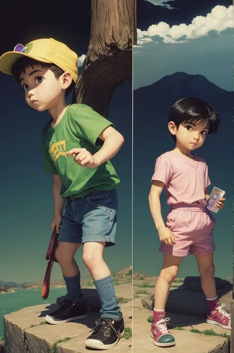 Cria um art de Ness & Lucas de EarthBound com sprites do snes
