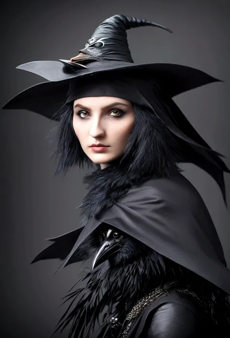 crow with witch hat