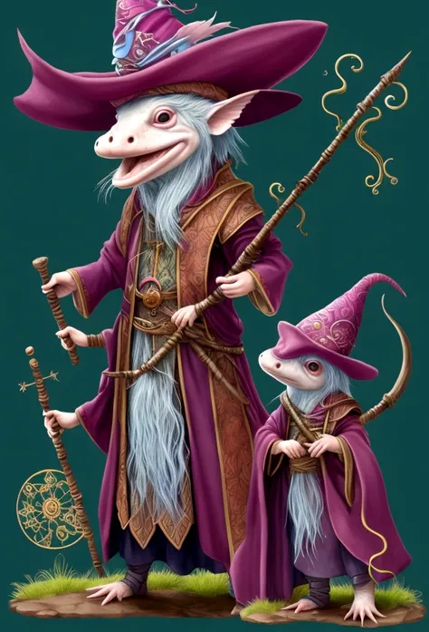 axolotl wizard with hat and staff