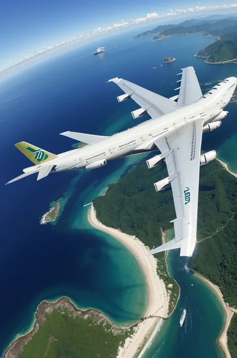 Boeing 747 flying across Brazil