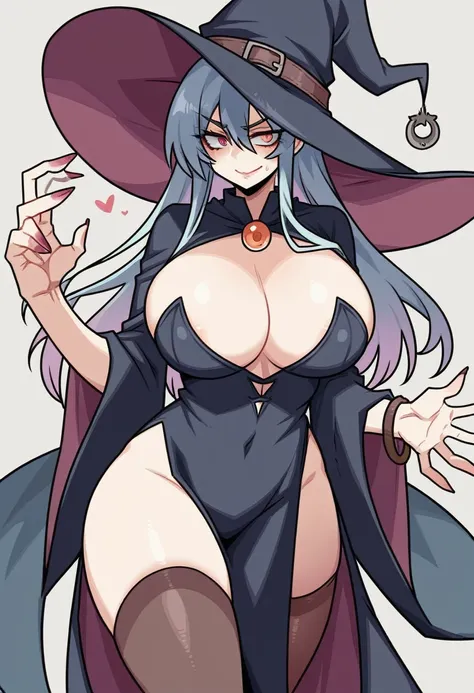 score_9, score_8_up, score_7_up, source_anime, BREAK, (((yew))), , 1girl, solo, witch, curvy, witch outfit, large breasts, round breasts, witch hat