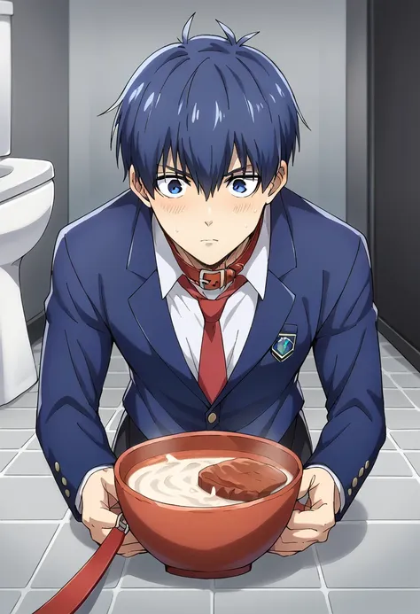 score_9, score_8_wonderful, score_7_wonderful, sauce_anime ,blue rock,isagi,male focus,part 1:  , 1 male,black trousers,toilet,r...