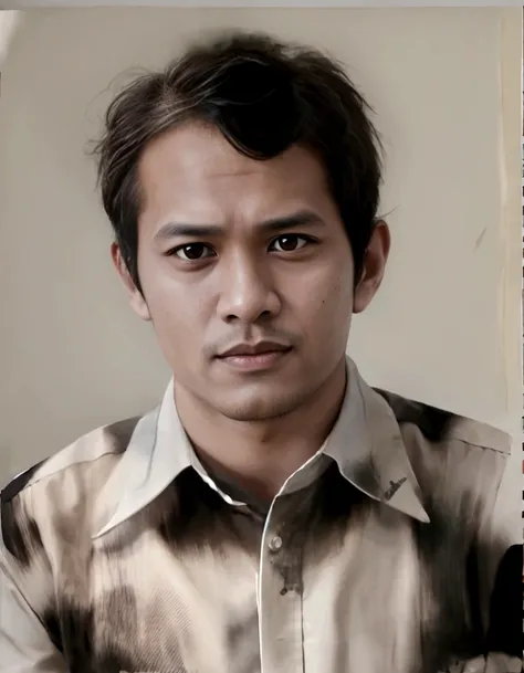 arafed man indonesian with a tie and shirt looking at the camera, realistic portrait photo, realistic studio portrait, digital matt painting, transformation portrait, color portrait, drawn with photoshop, photorealistic portrait, portrait of ultra realisti...