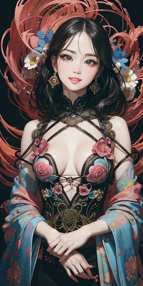 official art, anatomical correct，unity 8k wallpaper, ultra detailed, beautiful and aesthetic, masterpiece, best quality, chinese style, (zentangle, mandala, tangle, entangle), ecstasy of flower, 1girl, extremely detailed, dynamic angle, cowboyshot, the mos...