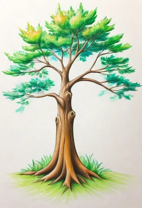 tree, colourpencils style, simple