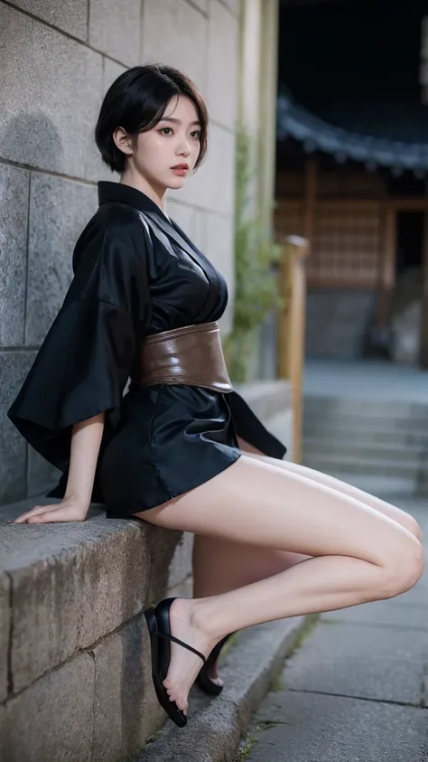 1girl beautiful::5, gorgeous::5, breath taking, deadly, feudal japan, edo period, night, japanese highres, short hair, dark hair...