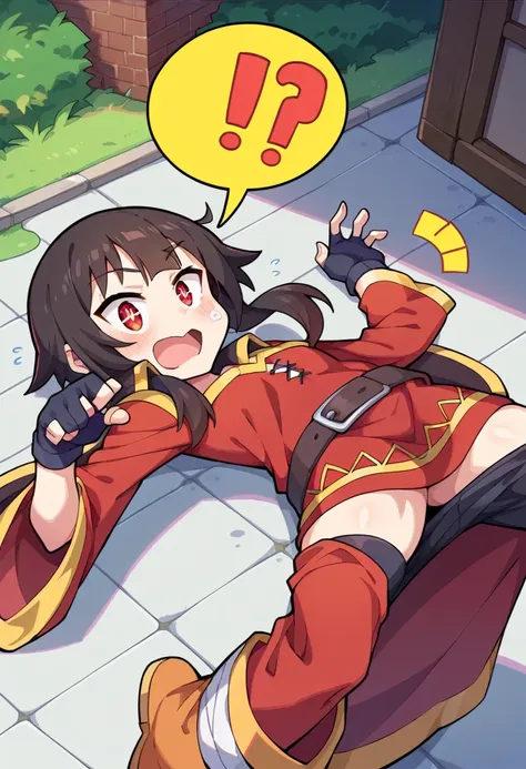 punctuation_9, punctuation_8_High above, punctuation_7_High above, punctuation_6_High above, punctuation_5_High above, punctuation_4_High above, source of breakage_アニメ,citys,open air,ssmile,standing,Place your hands on your hips,Megumin, shorth hair, Bblac...