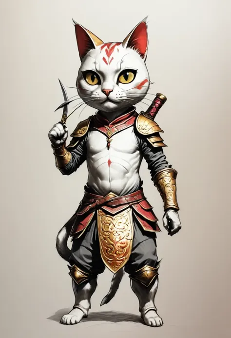 give the cat a hood, two daggers, and a pouch with gold coins