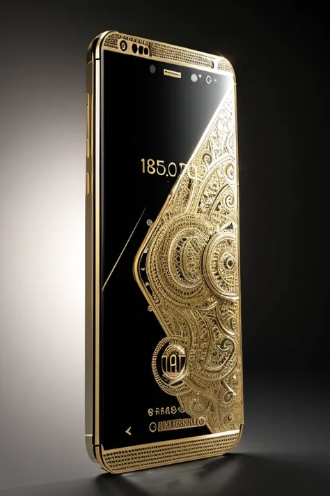 a giant luxury cellphone, highly detailed, hyper realistic, 8K, 3D model, photorealistic, perfectly lit, studio lighting, intricate details, glossy surface, metallic finish, elegant design, expensive looking, premium materials, glass screen, chrome accents...