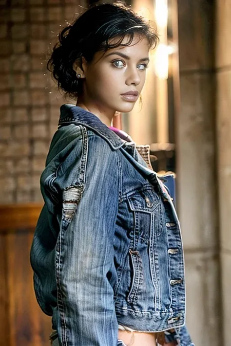 woman with short hair wearing a denim jacket., katinka reinke, véronique meignaud, stephanie galés, moleksandra shchaslyva, dere...