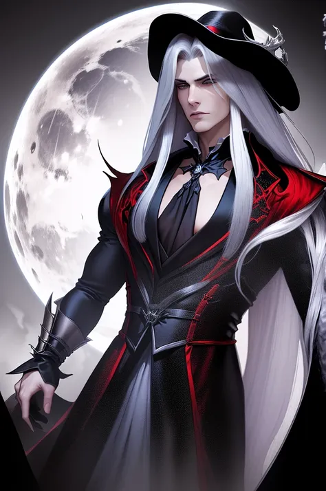 a vampire his physical features should be similar to those of alucard from castlevania: symphony of the night. it should have an...