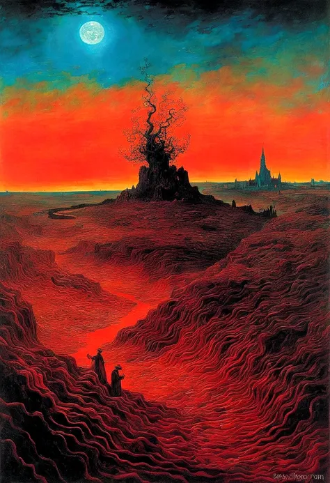 mythical creatures, author：zdzislaw beksiński and vincent van gogh, album cover, romantic, surrealism, futuristic ,smiling corps...