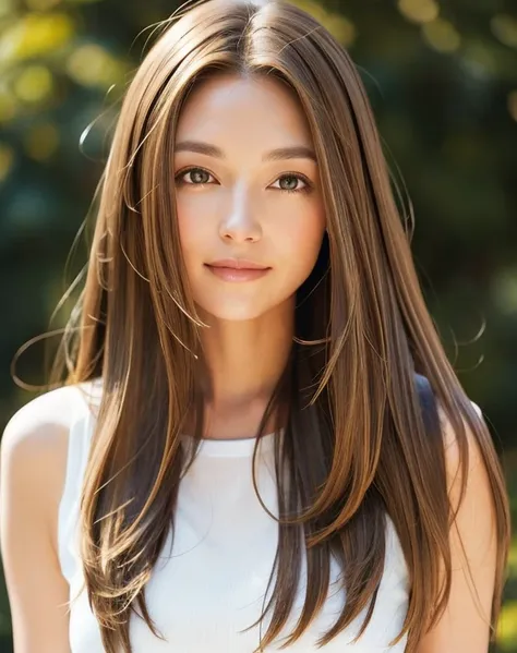 whole body、A woman with long brown hair and a white top, Light brown hair, Light brown hair, Natural brown hair, thin and shiny hair, Soft Hair, Light brown silky hair, Brown Haired Girl, Flowing brown hair, Beautiful light brown hair, Light brown hair, St...