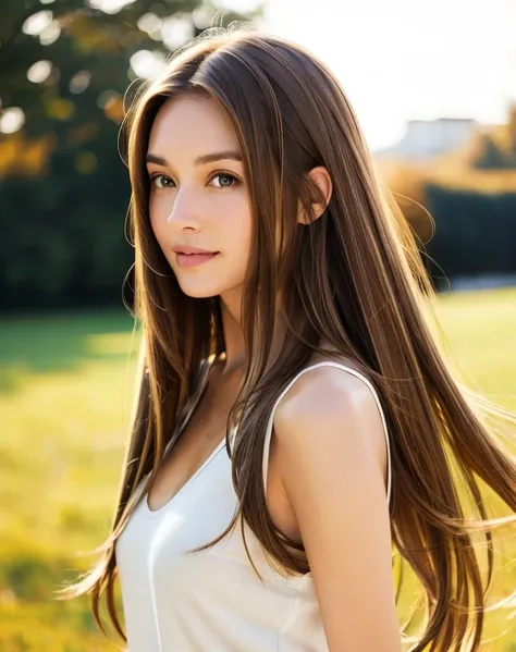 whole body、A woman with long brown hair and a white top, Light brown hair, Light brown hair, Natural brown hair, thin and shiny hair, Soft Hair, Light brown silky hair, Brown Haired Girl, Flowing brown hair, Beautiful light brown hair, Light brown hair, St...