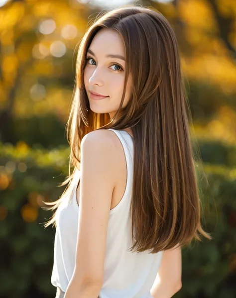 whole body、A woman with long brown hair and a white top, Light brown hair, Light brown hair, Natural brown hair, thin and shiny hair, Soft Hair, Light brown silky hair, Brown Haired Girl, Flowing brown hair, Beautiful light brown hair, Light brown hair, St...