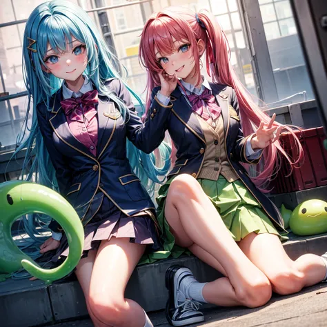 middle School girls，smile，Beautiful girls，The best quality to get you horny，Put your feet on the slime、Girls to play，Multi-colored hair，Perfect Girl，Super cute girl，uniform，blazer，School festival，Wearing a cardigan，Long Hair、She has her bangs down，Ultra HD...