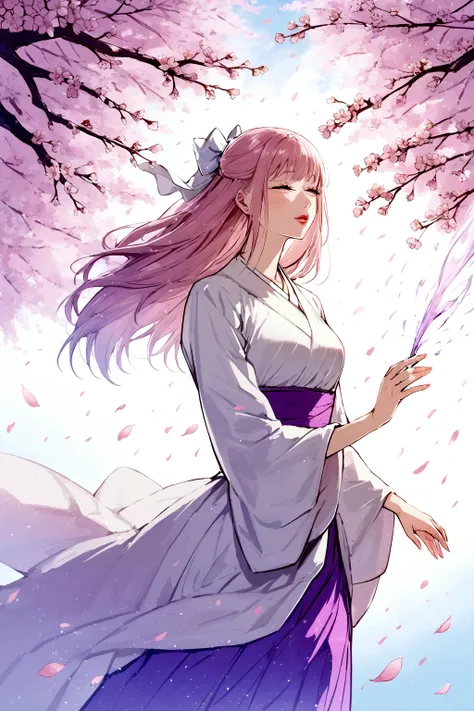 Lady under cherry blossom 