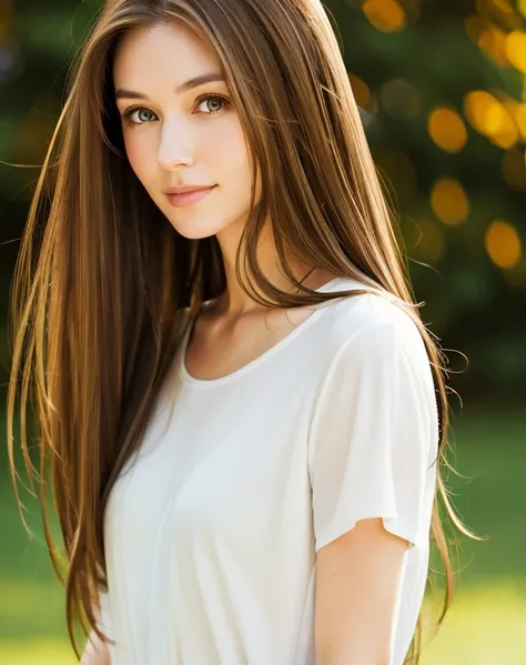 whole body、A woman with long brown hair and a white top, Light brown hair, Light brown hair, Natural brown hair, thin and shiny hair, Soft Hair, Light brown silky hair, Brown Haired Girl, Flowing brown hair, Beautiful light brown hair, Light brown hair, St...