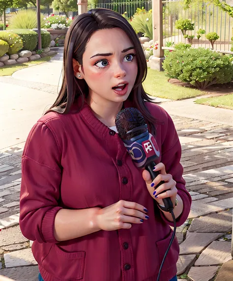 woman holding a microphone, full hd