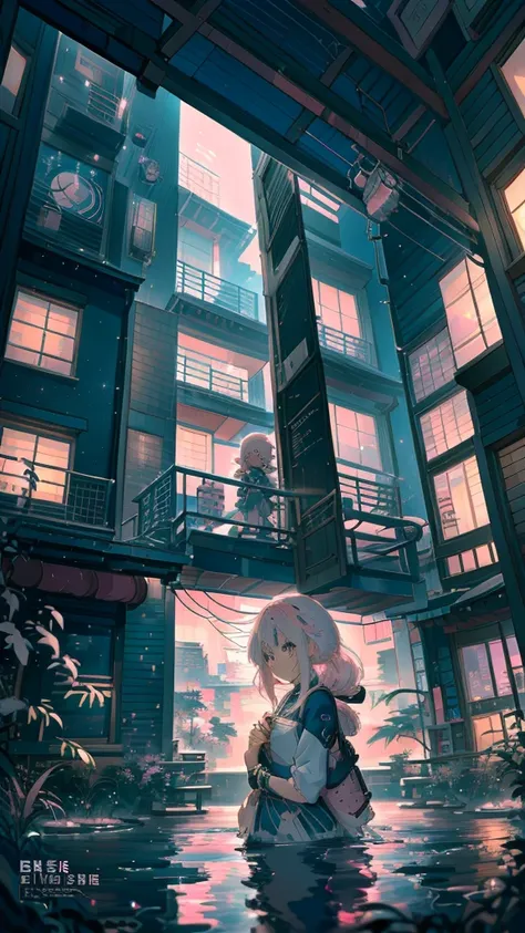 Anime Girls with pink hair and a backpack, Anime atmosphere, Anime Girls, Anime Style, Style Anime, an Anime Girls, Anime Style artwork, Anime Style illustration, Anime Styled, Cute girl anime visuals, Anime illustration, Anime Style 4 k, beautiful Anime S...