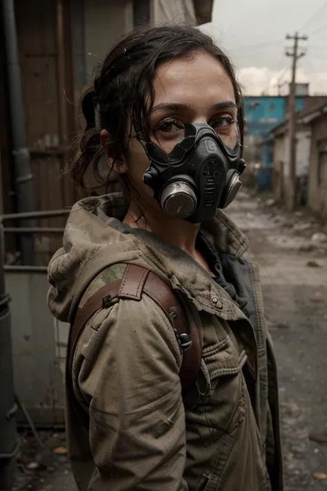 Make a person who survived the apocalypse with a bottomless gas mask