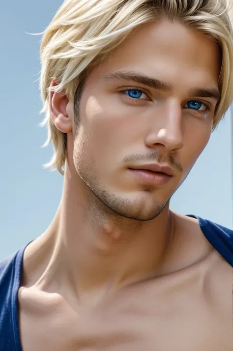 Beautiful young man with effeminate face blonde hair blue eyes white and cute skin 
