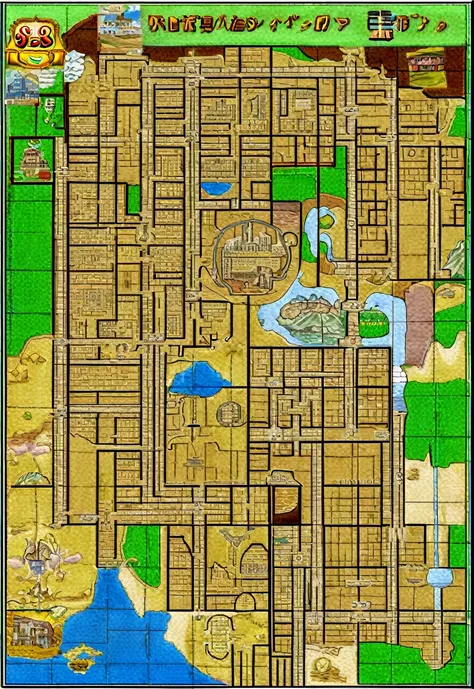 Make a old anime west town in 90s art style map