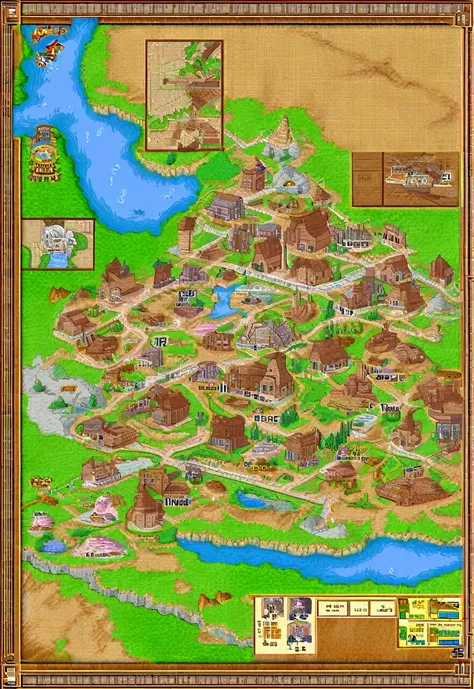 Make a old anime west town in 90s art style map