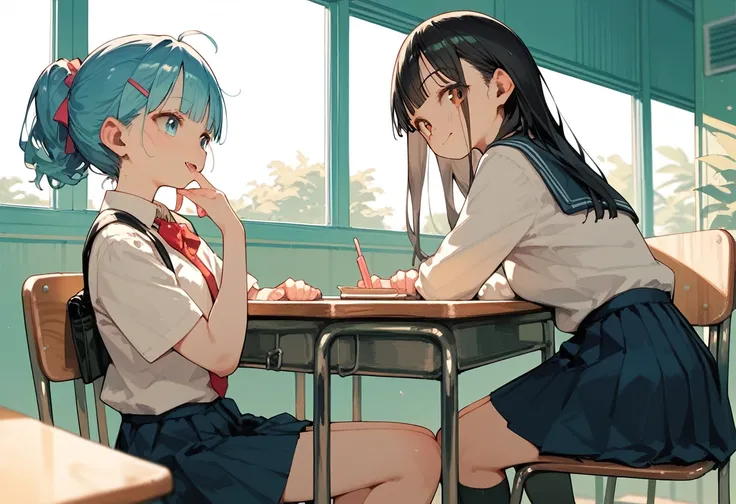 2 girls, school,style:inu totemo