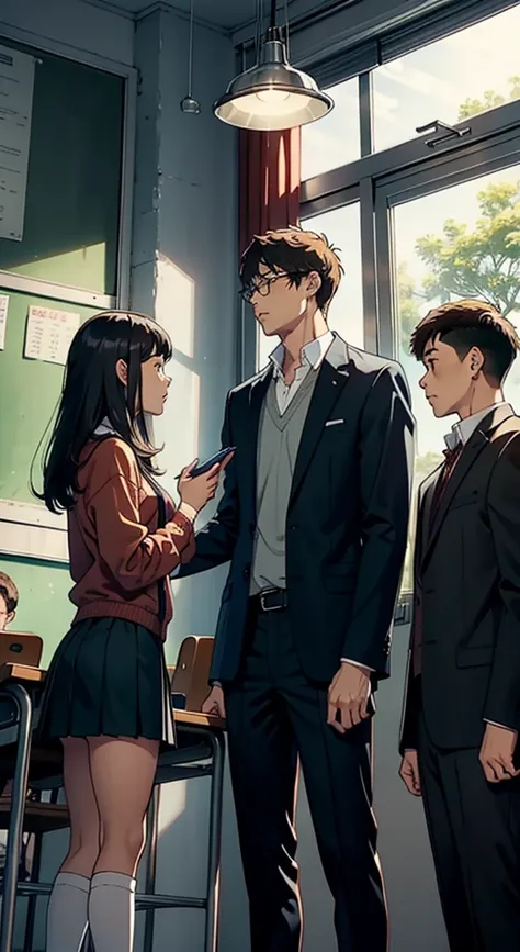 Couple of men and women in high 、‎Classroom、Men and women with height difference