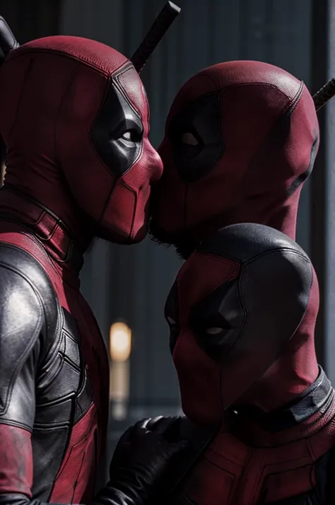 ((Harleand Queen)) and ((Deadpool)) together kissing