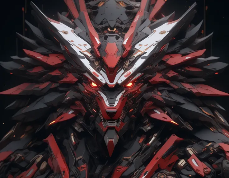 ((Masterpiece)), ((Best Quality)), (Very Detailed), ((Very Detailed)), 4K, (8K), very aesthetic, absurdres highres, Red Mecha Wolf, A red mecha wolf with advanced high-tech armor, characterized by sharp lines and rugged edges. Details: The mecha wolfs armo...