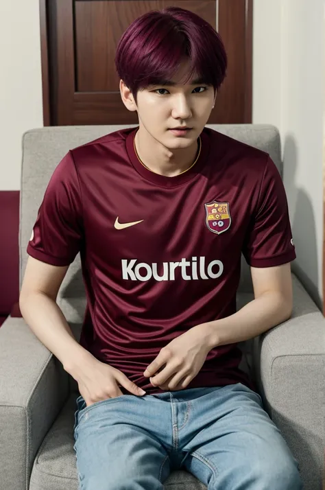 Yoongi with the vinotinto shirt