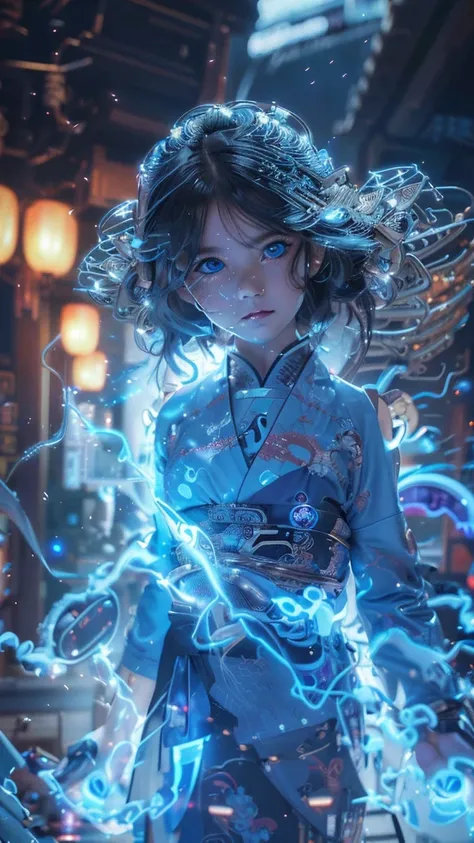 Ultra-detailed, master piece, best quality, high resolution,  detailed eyes, detailed face, (Neo Tokyo:1.5), (Cyberpunk:1.5), (Fusion with Machine:1.5), 12 years old, very pretty and beautiful, girl with mysterious atmosphere, ghost,  in appearance, gracef...