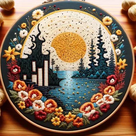 tmasterpiece,quality, cuocuoxiu, punch needle embroidery, scenecy, without humans, sewing machine, Traditional media, Emotional, and harmonious, The is very detailed, High budget, bokeh, Cinemascope, epic,ornate backdrop,