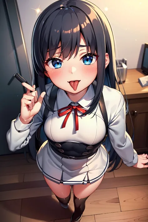 asashiokainiKC, Long Hair, shirt, Knee socks, Long sleeve, ribbon, , neck ribbon, Apron dress, (Small breasts:1.2), (Small body:1.2), (Low length:1.2), One , alone,
break 
(SFW:1.3), (whole body), (Bust up shot:1.2), (Face Focus:1.1)
break
0pen,  (Sticking...