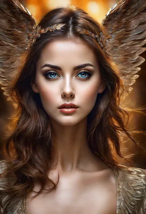 femme photo réaliste, femme yeux marrons, brown-hair, ultrahd, surreal style, angel, detailed face , femme en sous-vêtements mouiller, sexly , 