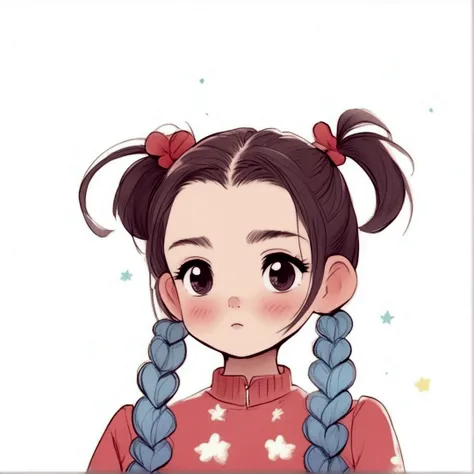 A cute girl with double ponytails