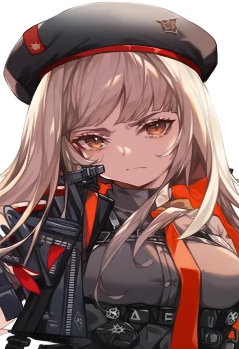 a woman in a uniform with a gun and a hat, fine details. girls frontline, from girls frontline, girls frontline universe, girls ...