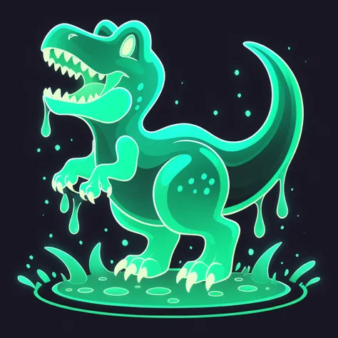 glow in the dark t-rex  in Jelly art style