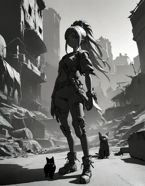 a kitten, charasil, monochrome, game characters, original designs, psychedelic, finely detailed, dramatic, ray tracing, post-apo...