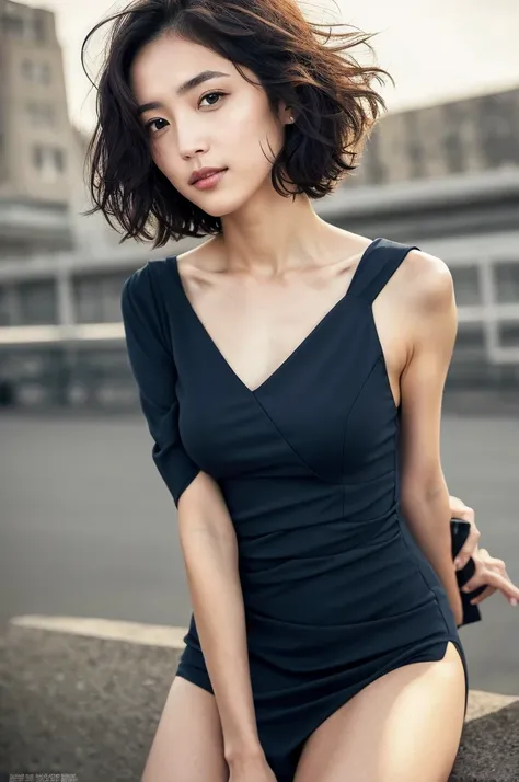 You are a professional photographer。 , short hair blown by the wind. She has a faint smile , Perfect Eyes, Perfect hands, Perfect body, Perfect Hair, Accurate身体, masterpiece, Accurate, Anatomically correct, Rough skin, Very detailed, Advanced Details, high...