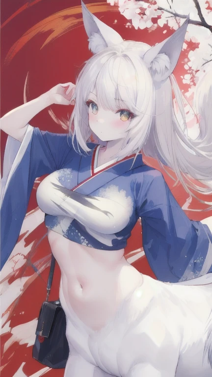 (best quality, masterpiece), 1 girl, centaur, It takes, White skin, Japanese  , exposing the abdomen,belly button t-shirt, beautiful girl perfect wolf photo, perfect wolf photo