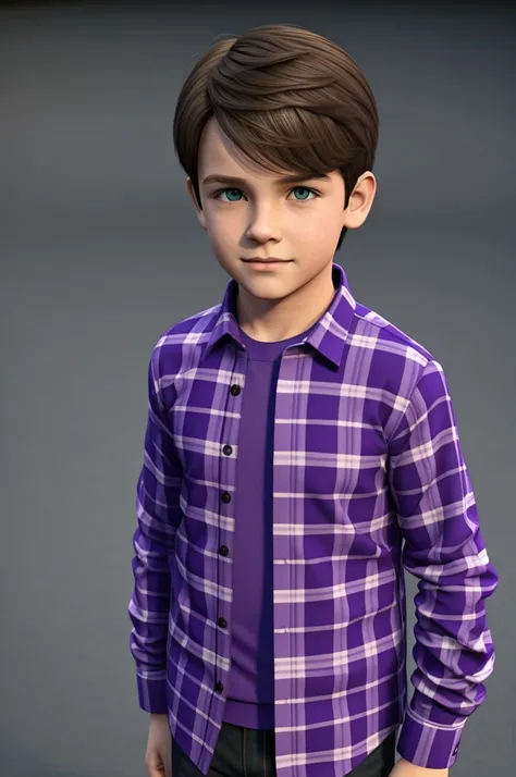 3d boy with purple flannel 